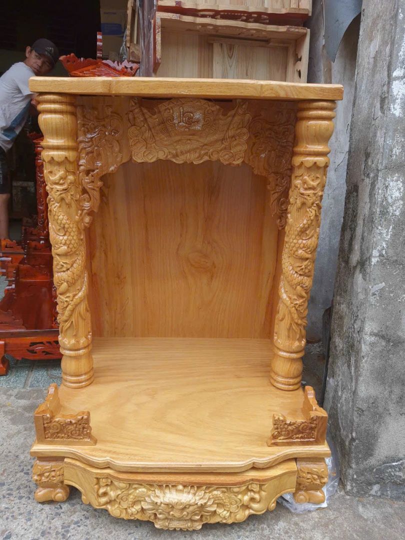 Bàn thờ ông Địa_Gỗ Xoan đèn cột_60x80